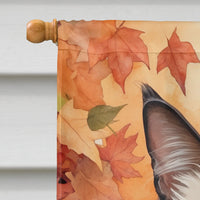 Balinese Cat in Fall Leaves House Flag