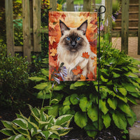 Balinese Cat in Fall Leaves Garden Flag