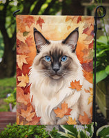 Balinese Cat in Fall Leaves Garden Flag