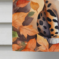 Bengal Cat in Fall Leaves House Flag