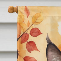 Birman Cat in Fall Leaves House Flag