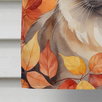 Birman Cat in Fall Leaves House Flag