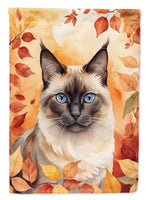 Birman Cat in Fall Leaves House Flag