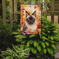 Birman Cat in Fall Leaves Garden Flag