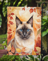 Birman Cat in Fall Leaves Garden Flag