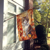 Chantilly Tiffany Cat in Fall Leaves House Flag