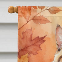 Chantilly Tiffany Cat in Fall Leaves House Flag