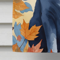 Chartreux Cat in Fall Leaves House Flag