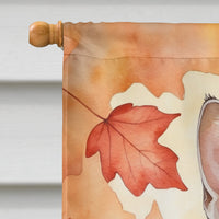 Chausie Cat in Fall Leaves House Flag