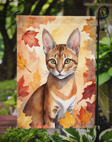 Chausie Cat in Fall Leaves Garden Flag