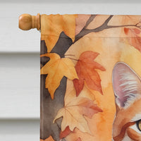 Cheetoh Cat in Fall Leaves House Flag