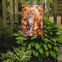 Cheetoh Cat in Fall Leaves Garden Flag