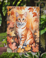 Cheetoh Cat in Fall Leaves Garden Flag