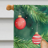 Abyssinian Cat By the Christmas Tree House Flag