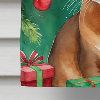 Abyssinian Cat By the Christmas Tree House Flag