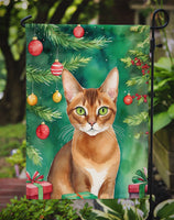 Abyssinian Cat By the Christmas Tree Garden Flag