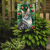 American Bobtail Cat By the Christmas Tree Garden Flag