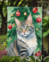 American Bobtail Cat By the Christmas Tree Garden Flag