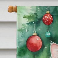 American Curl Cat By the Christmas Tree House Flag