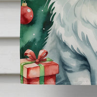 American Curl Cat By the Christmas Tree House Flag