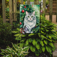 American Curl Cat By the Christmas Tree Garden Flag