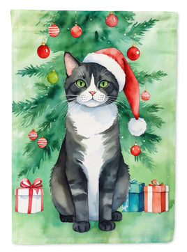 American Polydactyl Cat By the Christmas Tree Garden Flag