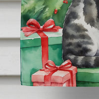 American Wirehair Cat By the Christmas Tree House Flag