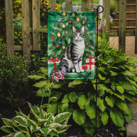 American Wirehair Cat By the Christmas Tree Garden Flag