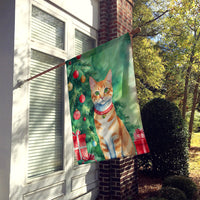 Arabian Mau Cat By the Christmas Tree House Flag