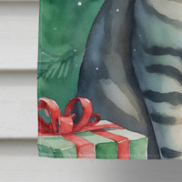 Asian Cat By the Christmas Tree House Flag