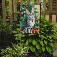 Asian Cat By the Christmas Tree Garden Flag