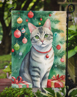 Asian Cat By the Christmas Tree Garden Flag