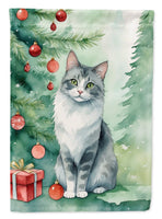 Australian Mist Cat By the Christmas Tree House Flag