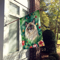 Balinese Cat By the Christmas Tree House Flag