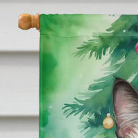 Balinese Cat By the Christmas Tree House Flag