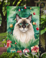 Balinese Cat By the Christmas Tree Garden Flag