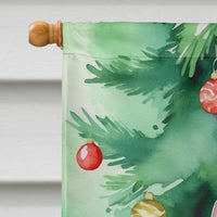 Bengal Cat By the Christmas Tree House Flag