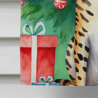 Bengal Cat By the Christmas Tree House Flag