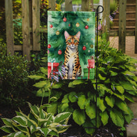 Bengal Cat By the Christmas Tree Garden Flag