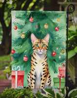 Bengal Cat By the Christmas Tree Garden Flag