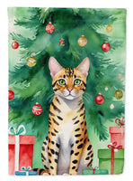 Bengal Cat By the Christmas Tree Garden Flag