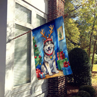 Alaskan Malamute Christmas Reindeer House Flag