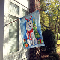 American Eskimo Christmas Reindeer House Flag