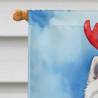 American Eskimo Christmas Reindeer House Flag