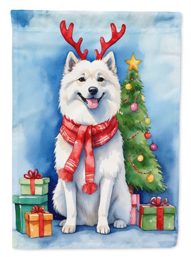 American Eskimo Christmas Reindeer House Flag