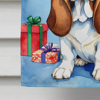 Basset Hound Christmas Reindeer House Flag