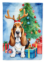 Basset Hound Christmas Reindeer House Flag