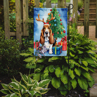 Basset Hound Christmas Reindeer Garden Flag