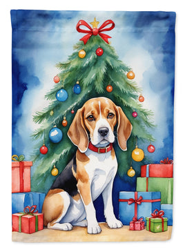 Beagle Christmas Reindeer House Flag