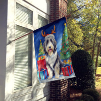 Bearded Collie Christmas Reindeer House Flag